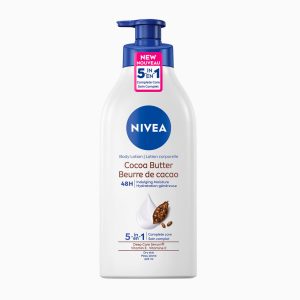 NIVEA Cocoa Butter Body Lotion - 48H Deep Moisturie |Daily Moisturizer | Light, Non-greasy | with Cocoa Butter & Vitamin E | For Dry to very dry Skin | 625mL Pump Bottle